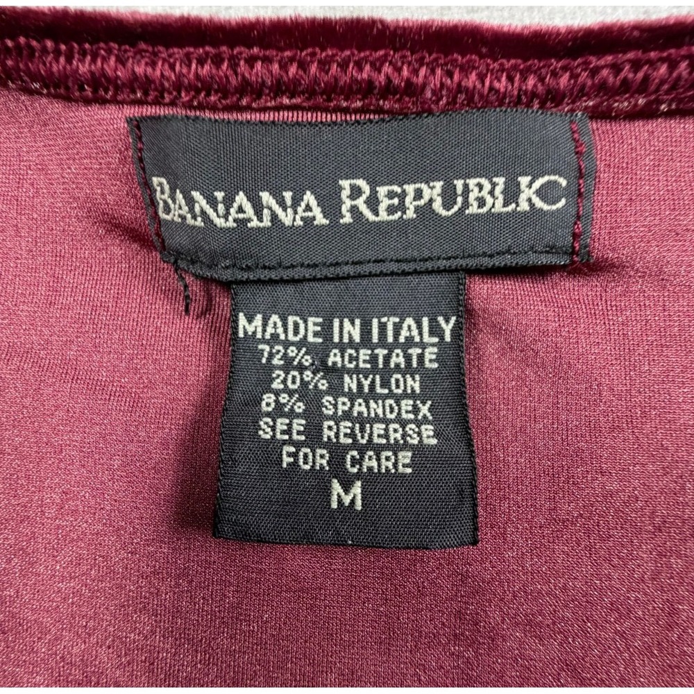 Banana Republic Vintage Womens Medium Crushed Velvet Top Burgundy Made in Italy - Picture 3 of 8